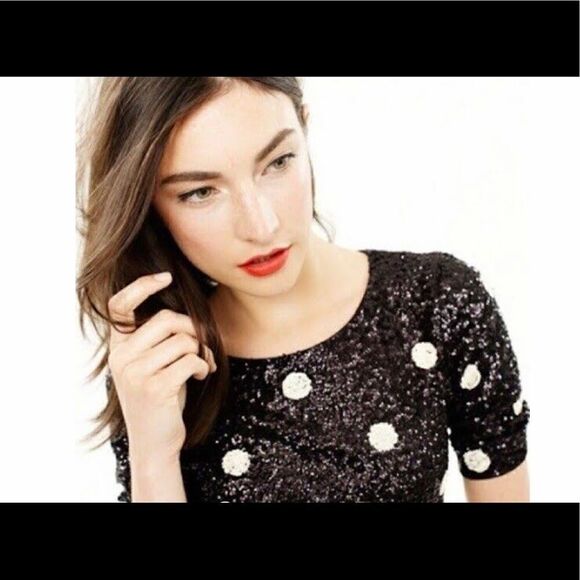J Crew Polka Dot Sequins Top - Picture 3 of 7